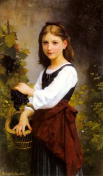 伊麗莎白 加德納 佈格羅 A Young Girl Holding a Basket of Grapes